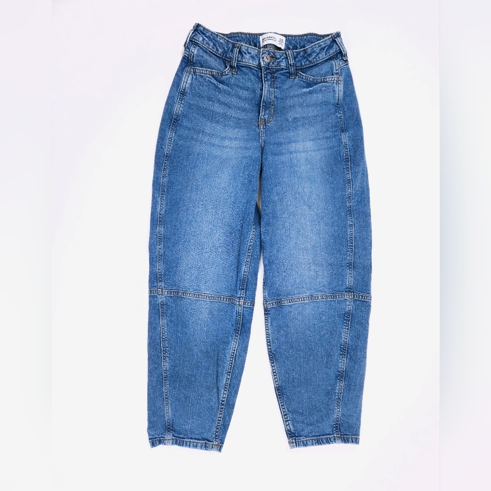Abercrombie Kids High Rise Balloon Jeans 15/16 Regular Mid Wash Blue Denim